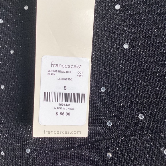 Audrey Parks for Francesca’s Black Dress with Rhinestone Embellishments NWT - Picture 4 of 5